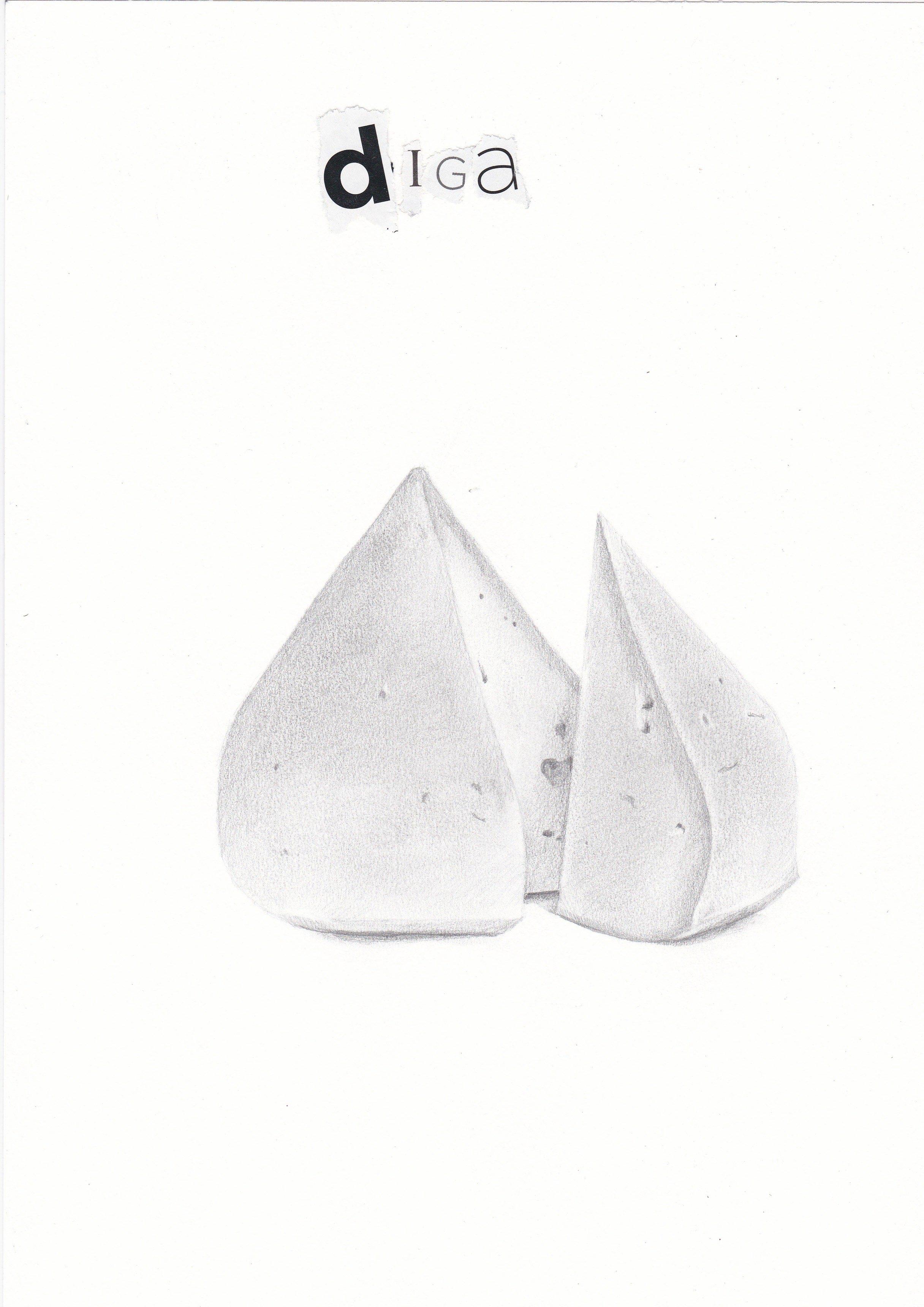 Drawing of a block of cheese